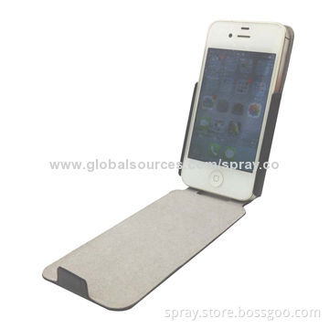 Ultra-slim Flip Folio PU Case for iPhone 4S, No Stitching or Oil Coating End